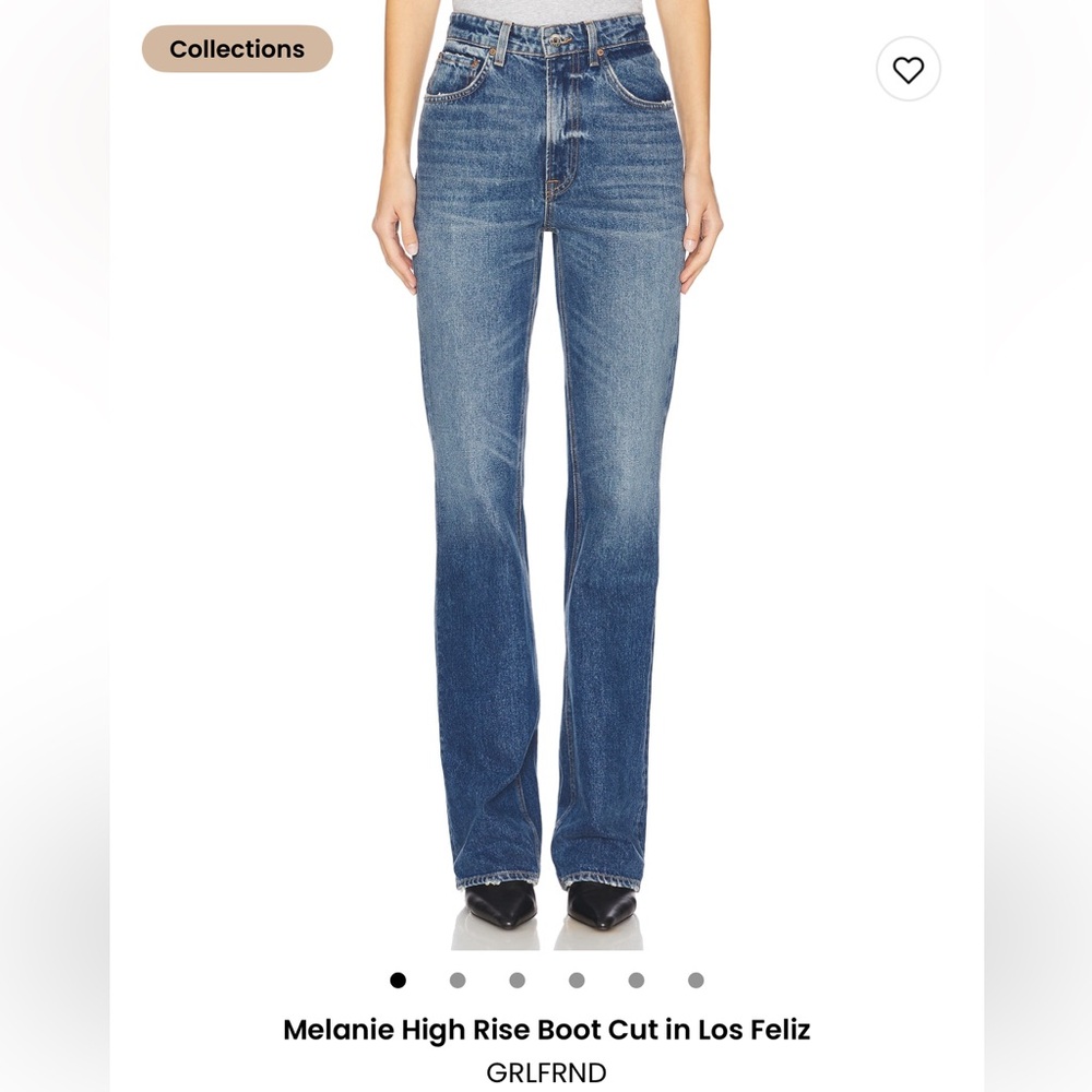 GRLFRND Melanie High Rise Straight Jeans in Dark Blue